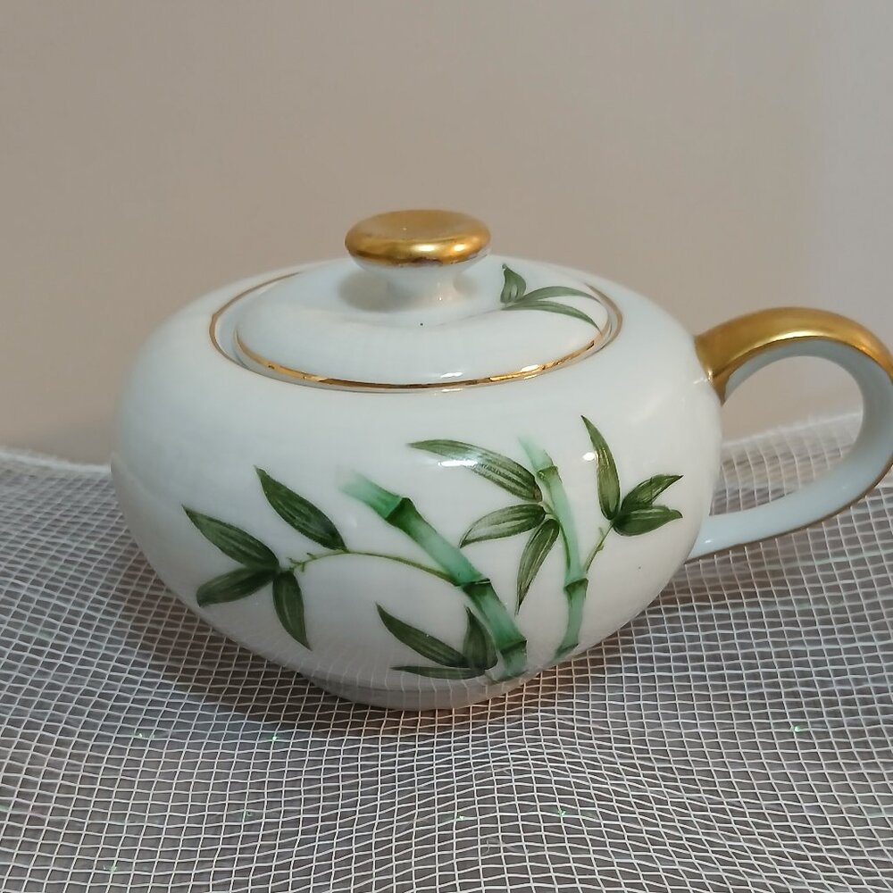 Unique One Handle, Bamboo Deco Sugar Bowl from "Gold China"-Japan